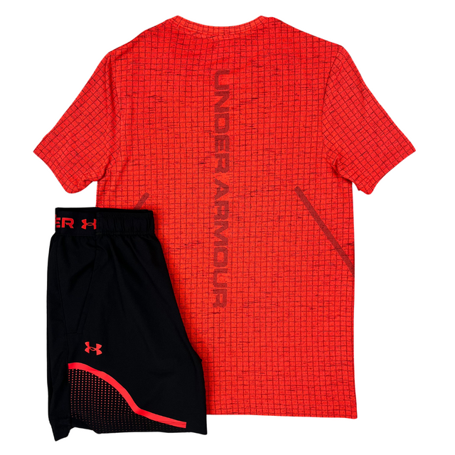 Under Armour Seamless Grid T-Shirt/Shorts Set - Red