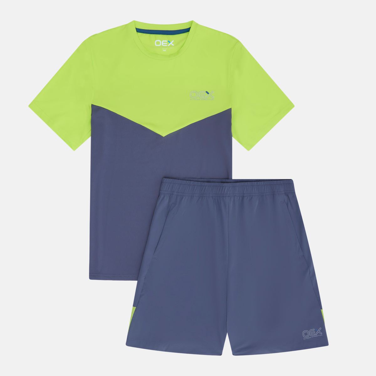 Flynn T Shirt Shorts Set Acid Lime Charcoal