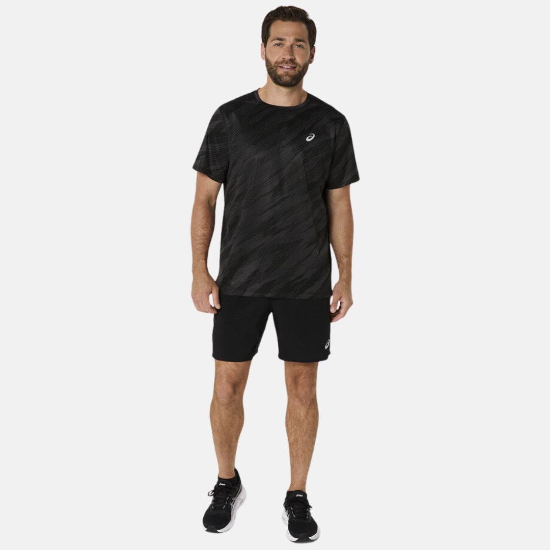 Asics Print T-Shirt / Shorts Set - Black/Grey