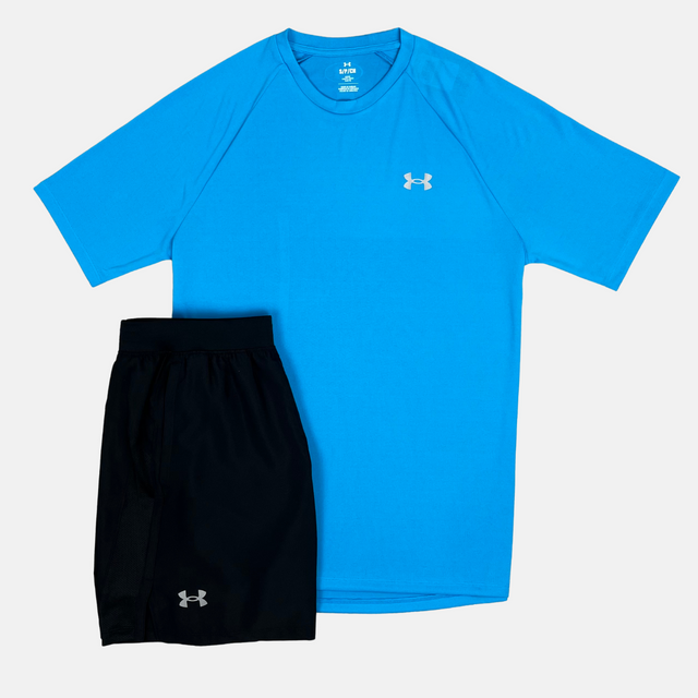 Under Armour Tech Reflect Tshirt / Shorts Set - Blue/Black