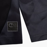 Navy blue sports shorts with a visible brand logo on a white background