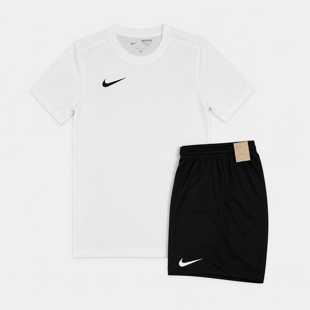 Nike Junior Dri-Fit Tshirt / Shorts Set - White/Black