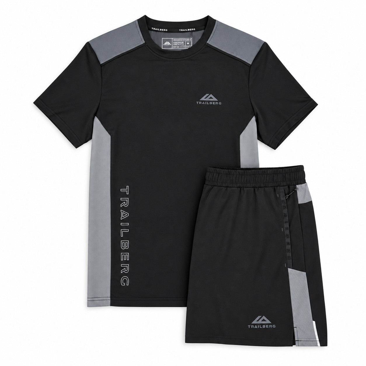 Trailberg Triathlon Ultra T-Shirt / Shorts Set - Black/Graphite Grey