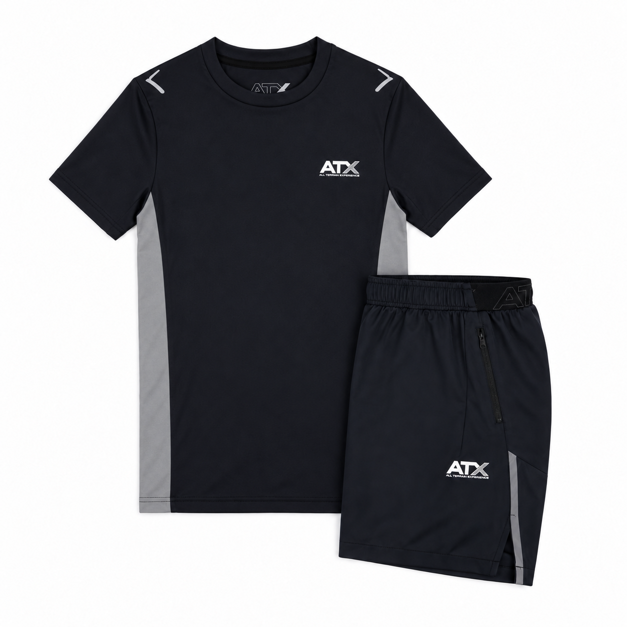 ATX Junior Granite T-Shirt / Shorts Set - Black/Grey