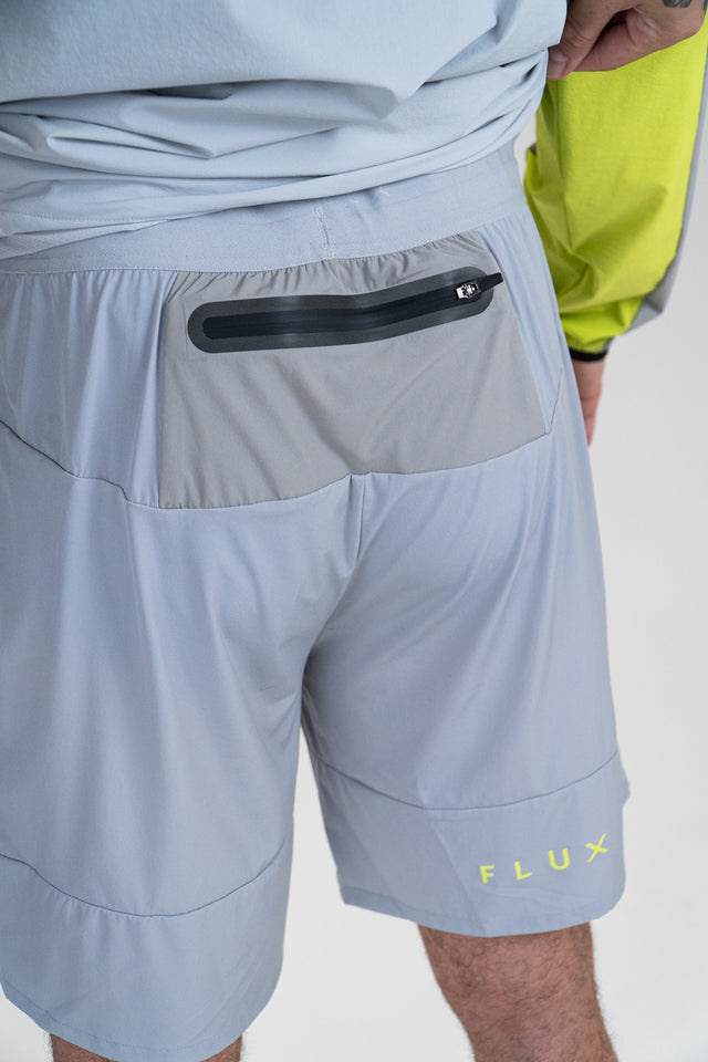 Flux Graphic T-Shirt / Versatility Shorts Set - Silver/Neon