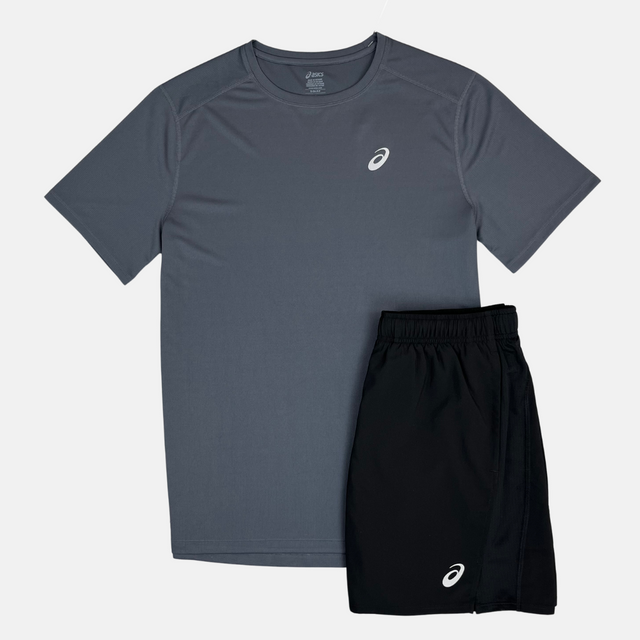 Asics Core T-Shirt / Shorts Set - Grey/Black