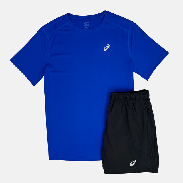 Asics Core T-Shirt / Shorts Set - Blue/Black