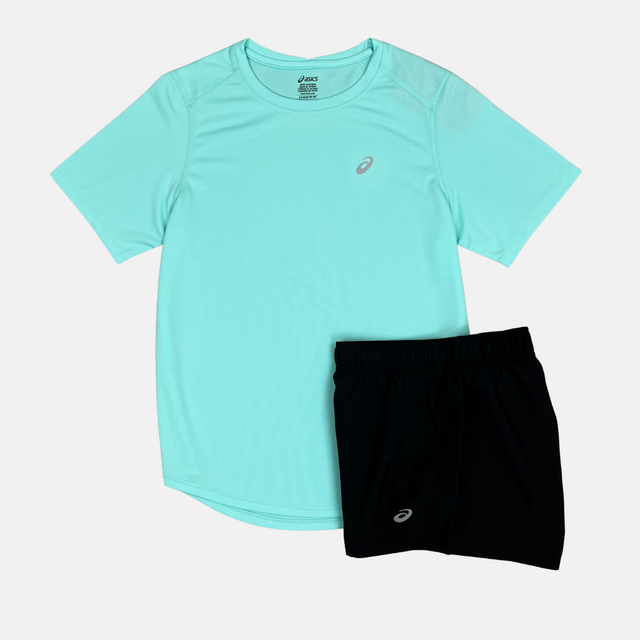 Asics Women's Core T-Shirt / Shorts Set - Mint/Black