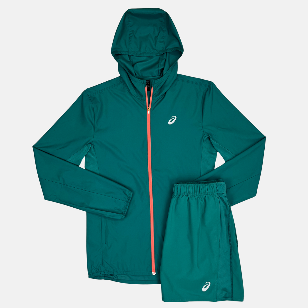 Asics Core Running Jacket / Shorts Set - Teal