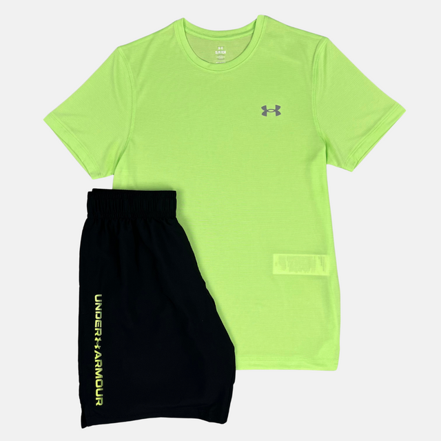 Under Armour Launch T-Shirt / Shorts - Neon/Black