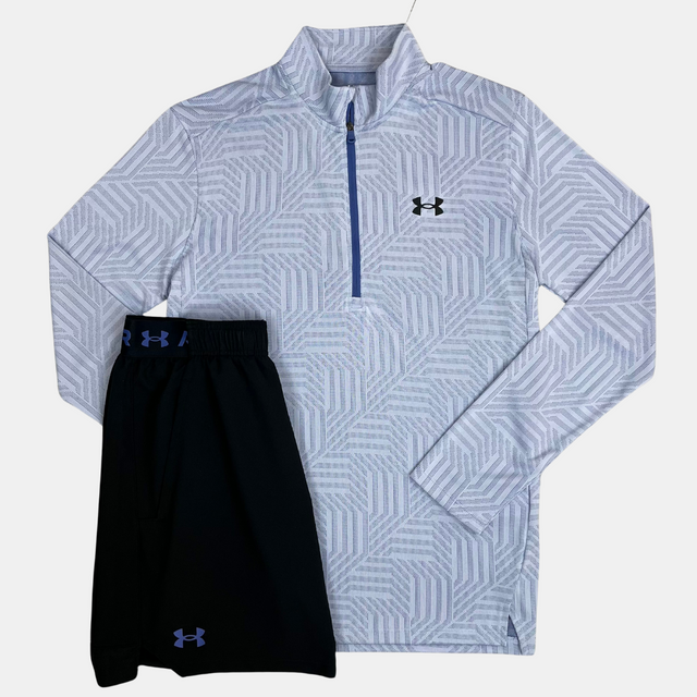 Under Armour Geotessa Half Zip / Shorts Set - Lilac Blue