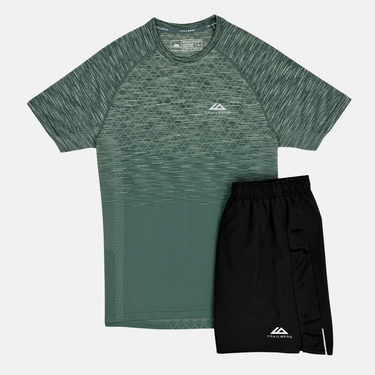 Stride Seamless T Shirt Shorts Set Green Black