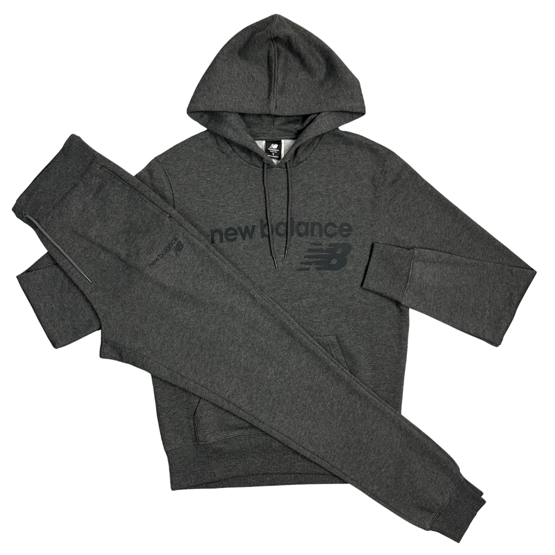 New Balance Logo Fleece Tracksuit - Charcoal Grey