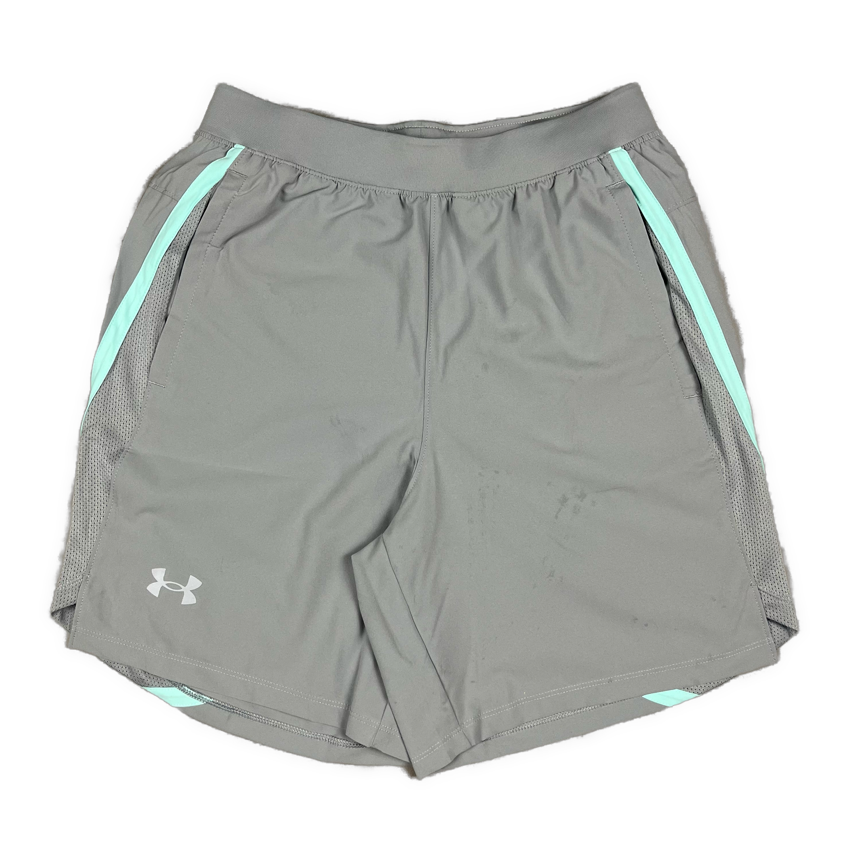 UNDER ARMOUR LAUNCH SHORTS 7" - GREY / TURQUOISE