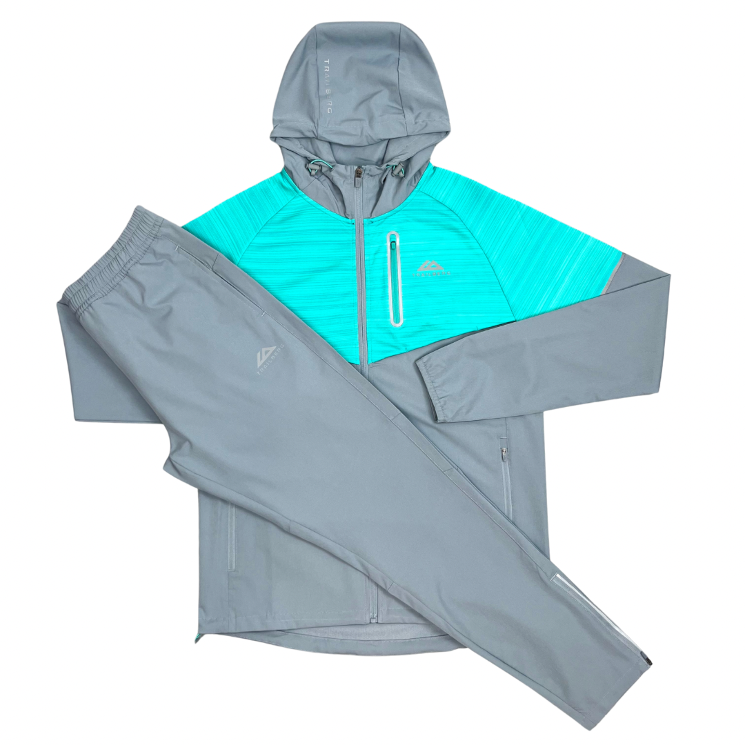 Trailberg Cloud AW24 Tracksuit - Light Grey / Turquoise