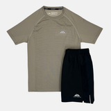 Trailberg Form Seamless T-Shirt / Shorts Set - Pale Taupe/Black