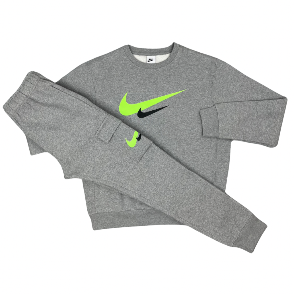 Swoosh grey tracksuit sale