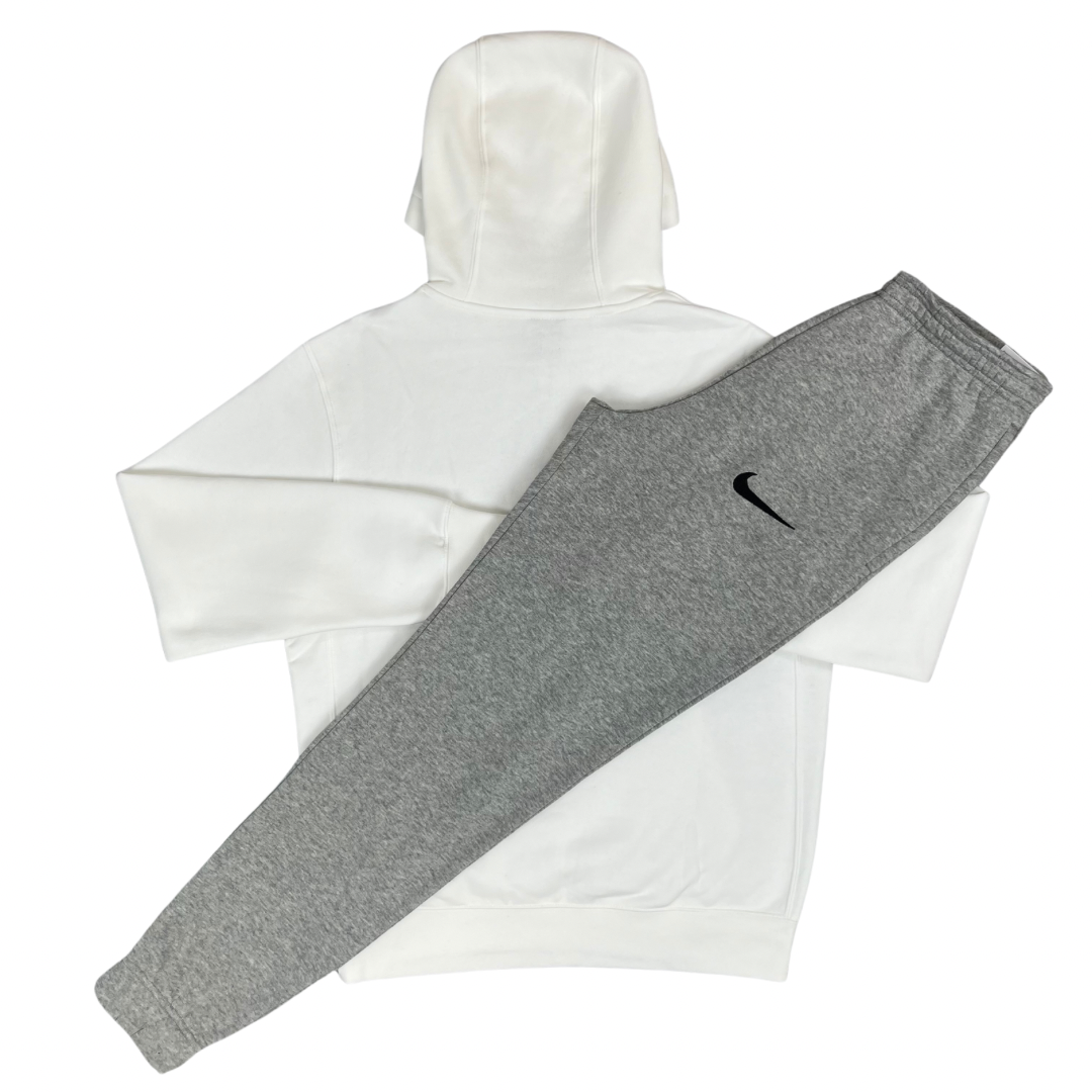 Nike Fleece Hoodie / Pants Tracksuit - White / Grey