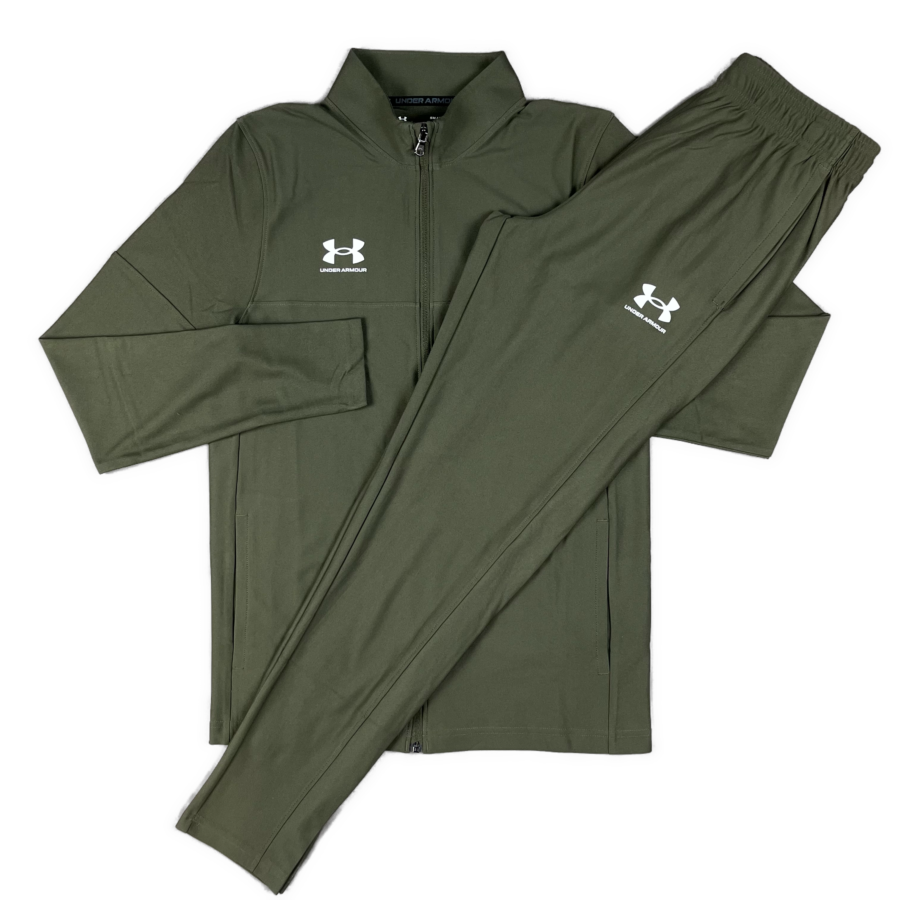 Khaki under armour tracksuit hotsell
