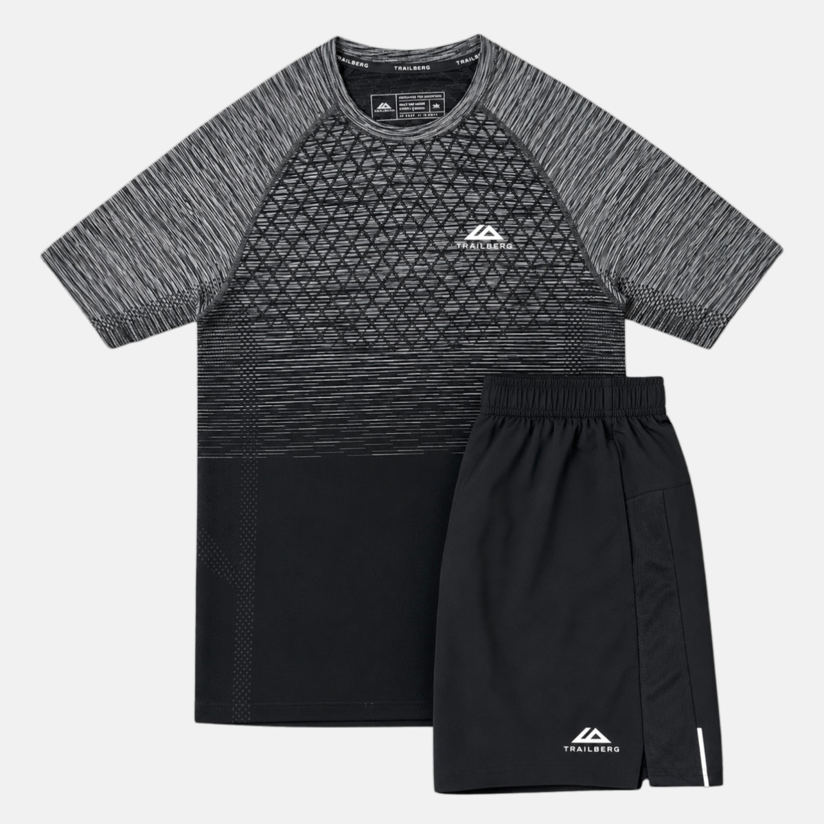 Stride Seamless T Shirt Shorts Set Moon Grey Black