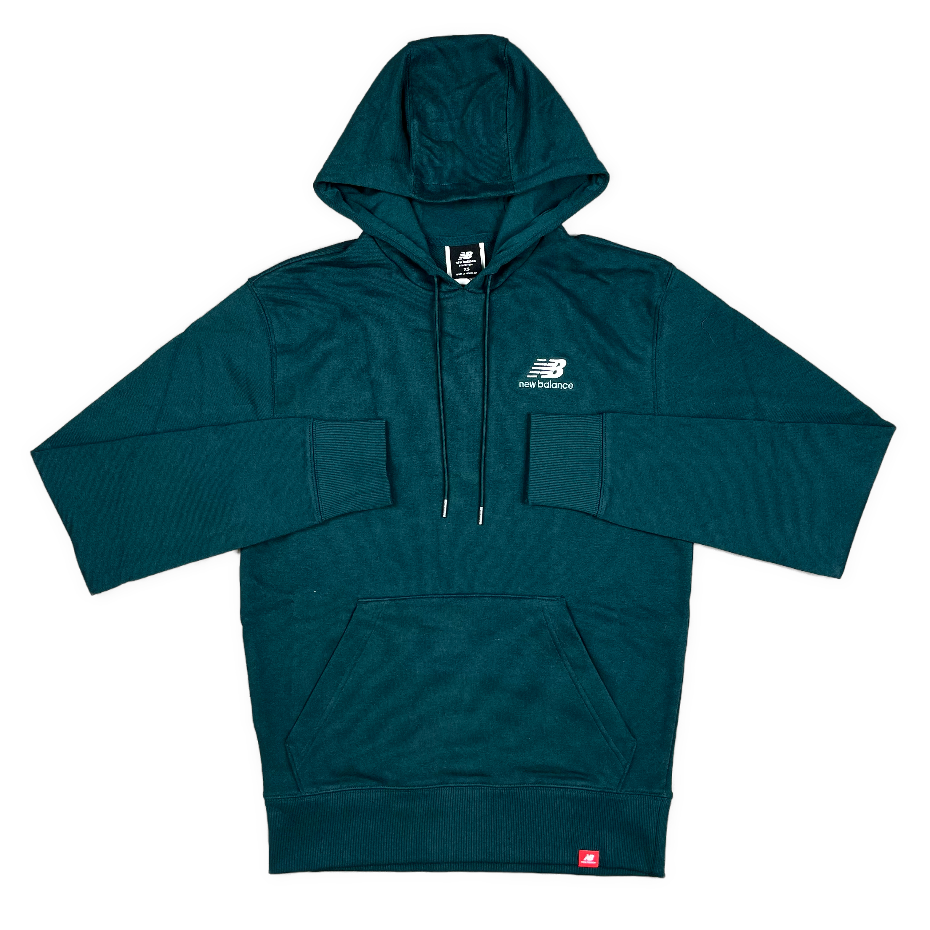 NEW BALANCE ESSENTIALS EMBROIDERED HOODIE FOREST GREEN