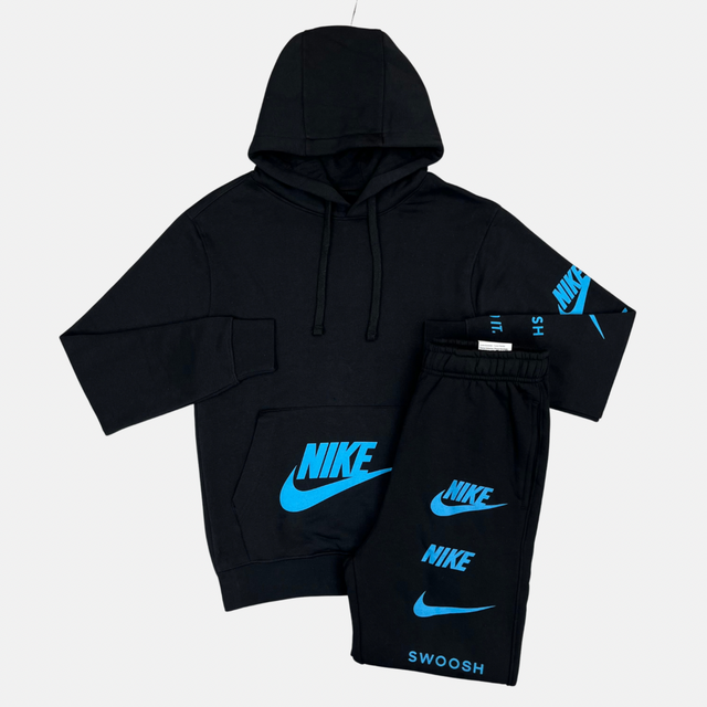 Nike Pullover Graphic Tracksuit - Black / Blue