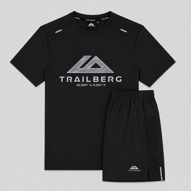 Trailberg Blur Logo T-Shirt  Shorts Set - Black