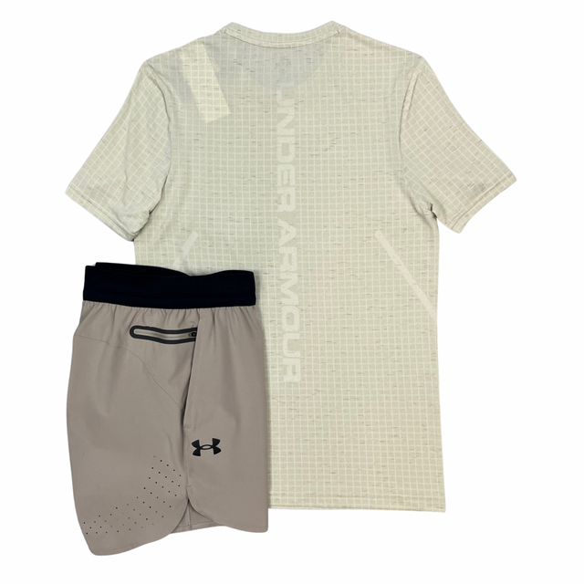 Under Armour Seamless Grid Tshirt / Shorts Set - Beige
