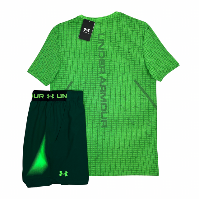 Under Armour Seamless Grid T-shirt / Shorts Set - Green