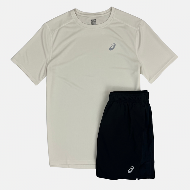 Asics Core T-Shirt / Shorts Set - Beige/Black