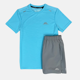Trailberg Crest T-Shirt / Essentials Short Set - Electric Blue / Grey