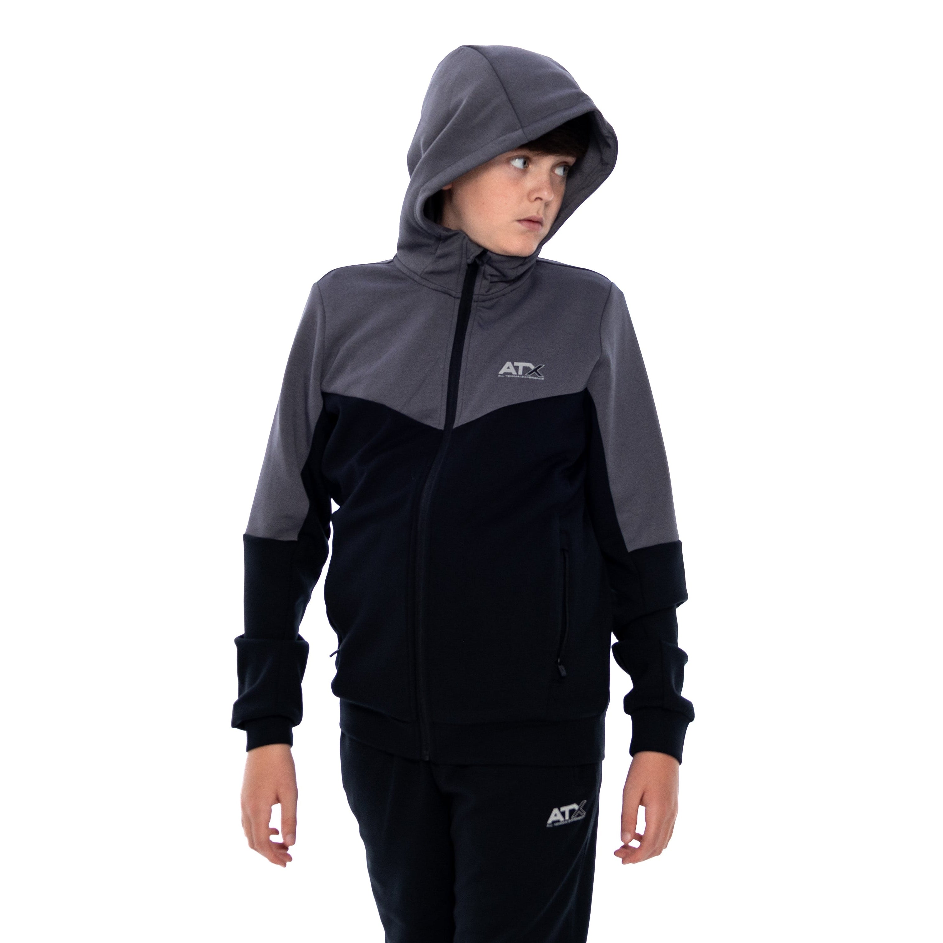 ATX Junior Tundra Full Zip Hoodie - Black/Dark Grey