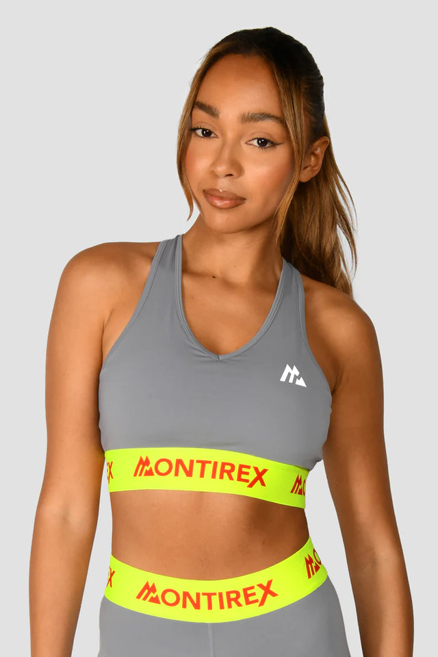 Montirex Women's Icon Contrast Sports Bra - Grey / Neon