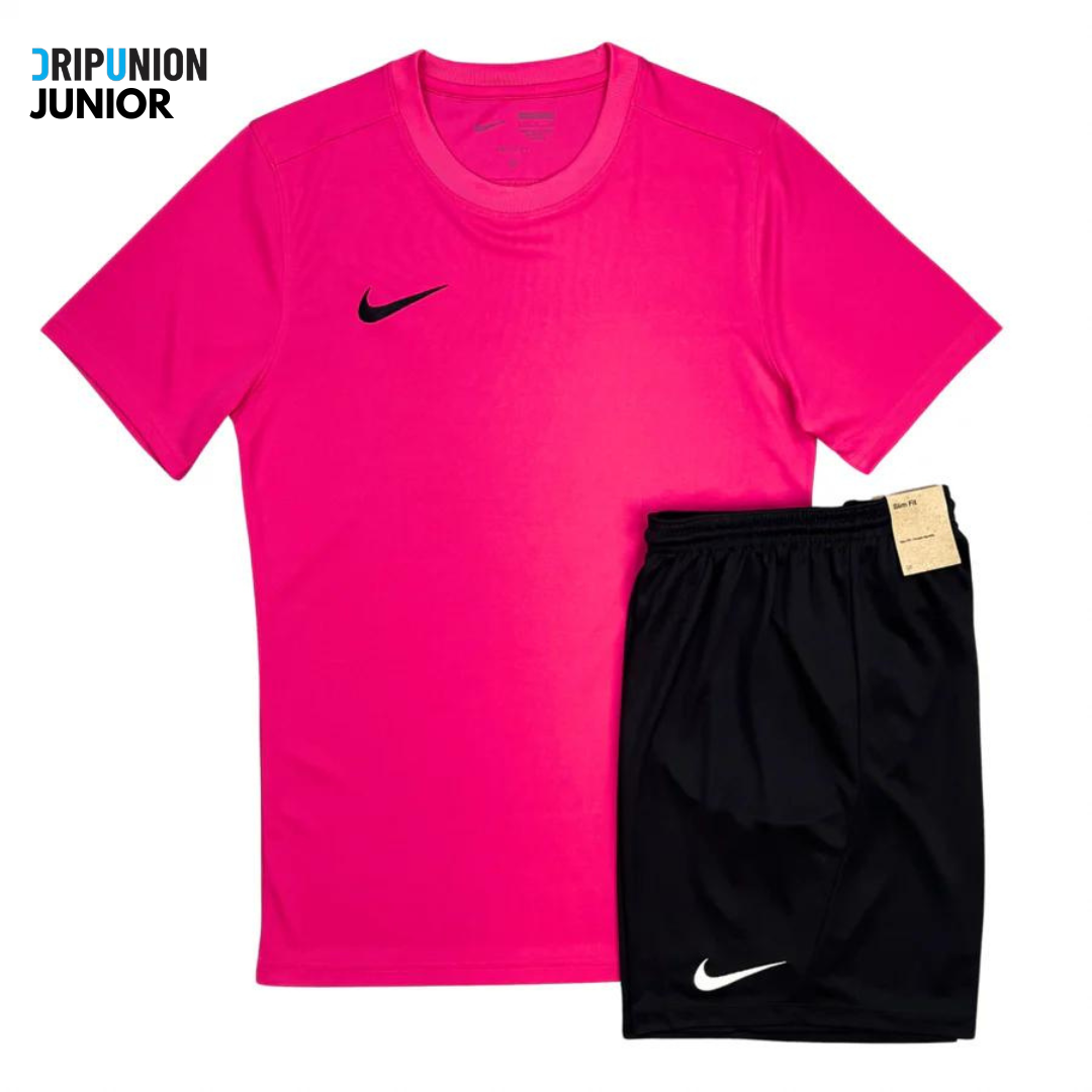 Nike Junior Dri Fit Tshirt Shorts Set Pink Black