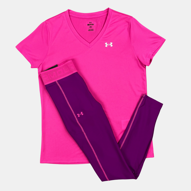 Under Armour Women's Tech T-Shirt Leggings Set - Pink / Purple