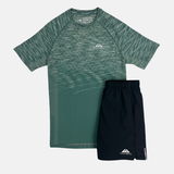 Trailberg Stride Seamless T-Shirt / Shorts Set - Green/Black