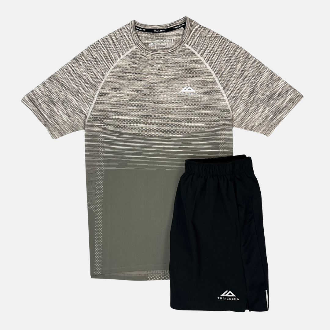 Trailberg Apex Seamless T-Shirt / Shorts Set - Mocha/Black