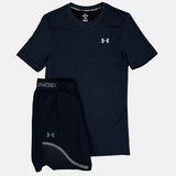 Under Armour Seamless Grid T-shirt / Shorts Set - Black Asphalt