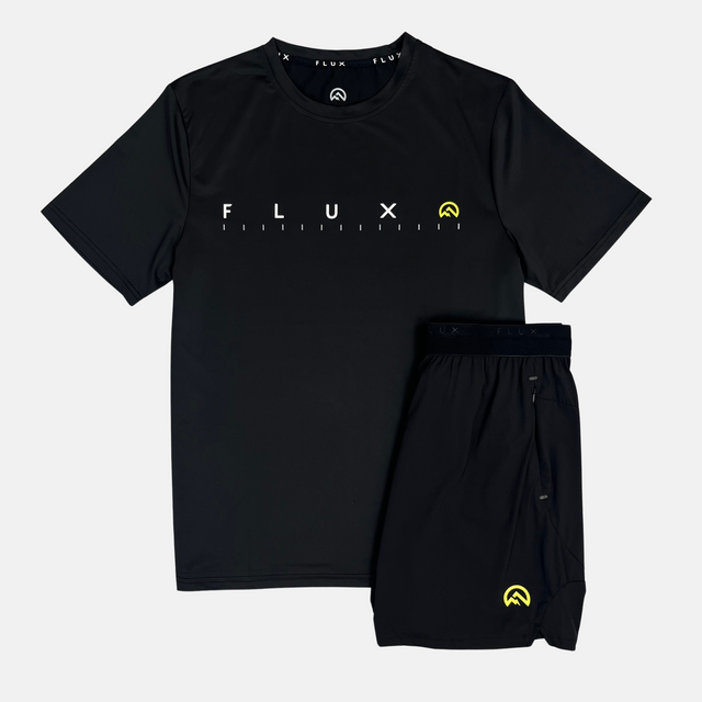 Flux Graphic T-Shirt / Versatility Shorts Set - Black/Neon
