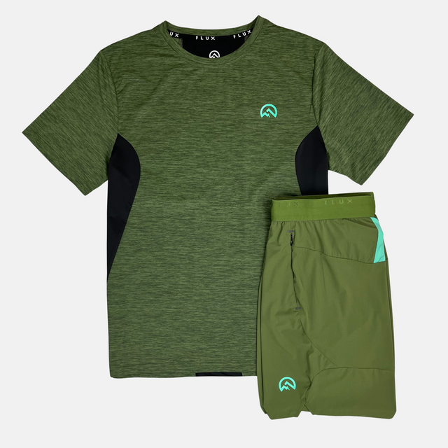 Flux Marl T-Shirt / Versatility Shorts Set - Khaki