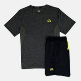 Flux Junior Marl T-Shirt / Versatility Shorts Set - Black/Neon