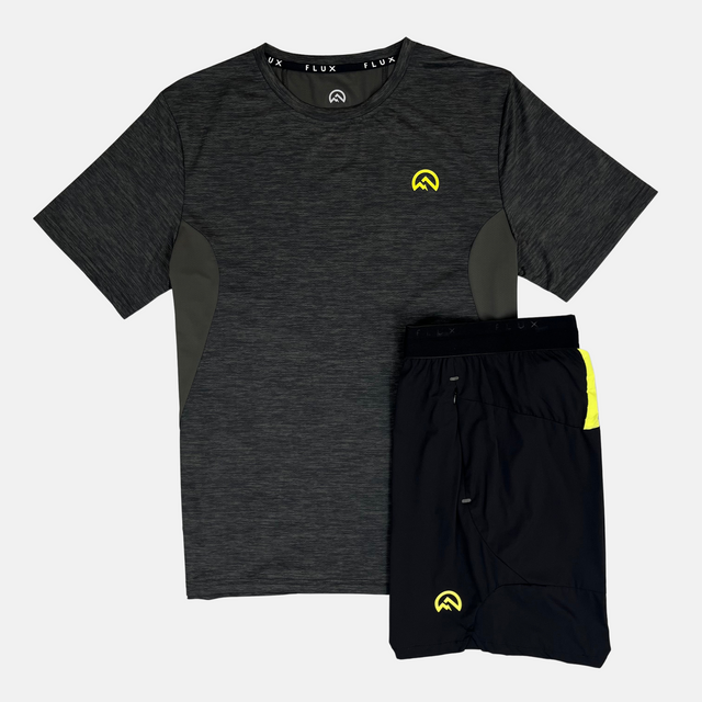 Flux Versatility Jacket / T-Shirt / Shorts Tri Set - Black/Neon