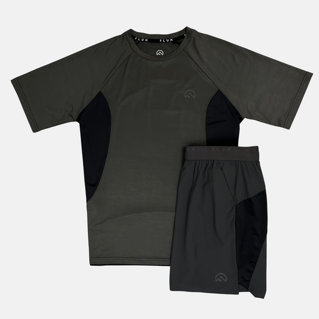 Flux Tech T-Shirt / Shorts Set - Charcoal