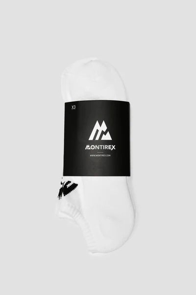 MONTIREX MTX NO SHOW ANKLE SOCKS 3 PACK - WHITE/BLACK
