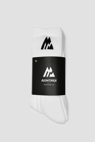MONTIREX MTX PERFORMANCE 3 PACK SOCKS - WHITE/BLACK