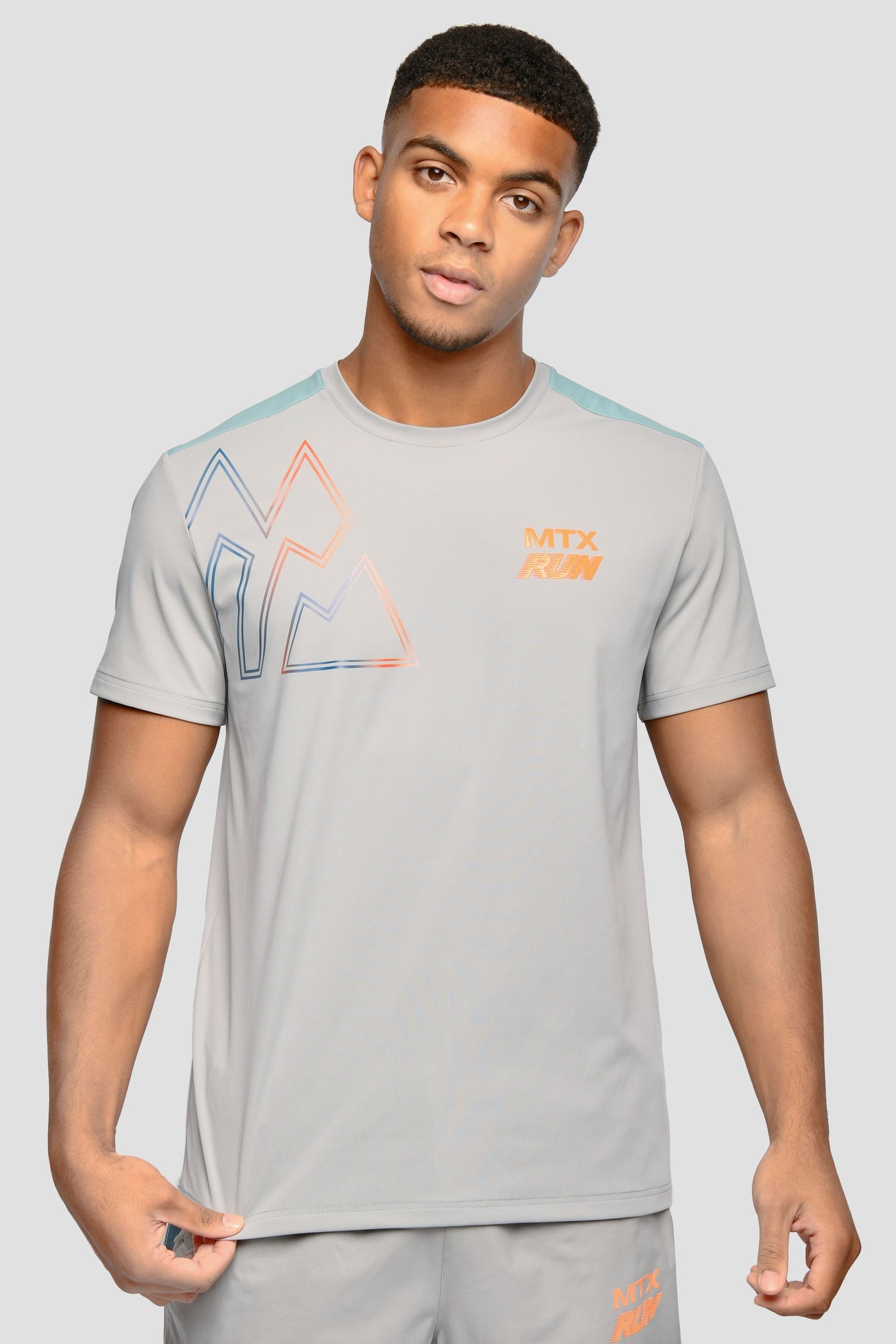 MONTIREX MTX RUN T SHIRT - PLATINUM GREY/DEEP POND/ORANGE