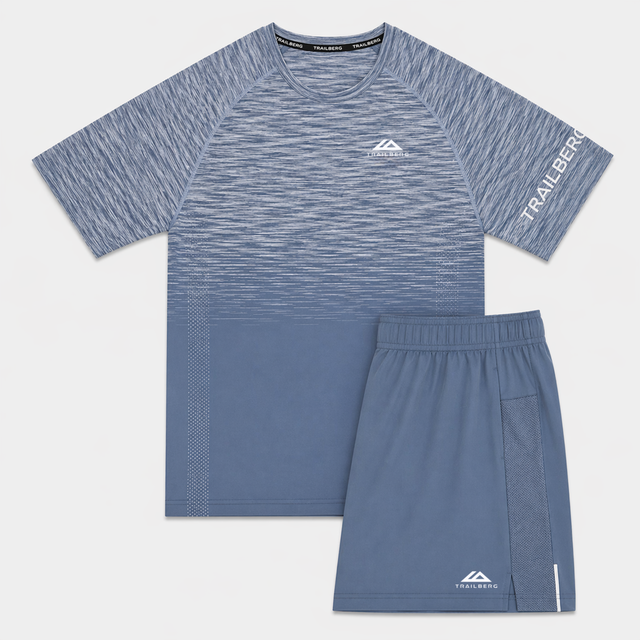 Trailberg Arc Seamless T-Shirt / Shorts Set - Breeze/Storm Blue