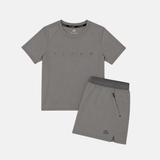 Flux Junior Graphic Logo T-Shirt / Shorts Set - Grey/Slate