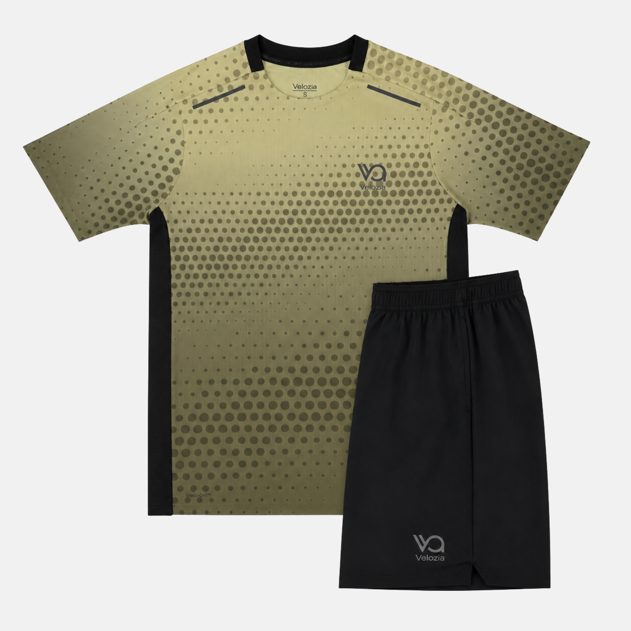 Velozia Performance T-Shirt / Shorts Set - Kinetic Olive/Black