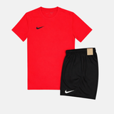Nike Junior Dri-Fit Tshirt / Shorts Set - Red Crimson / Black